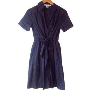 EUC DVF Cotton Poplin Tie Waist Dress